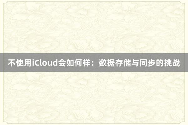 不使用iCloud会如何样：数据存储与同步的挑战